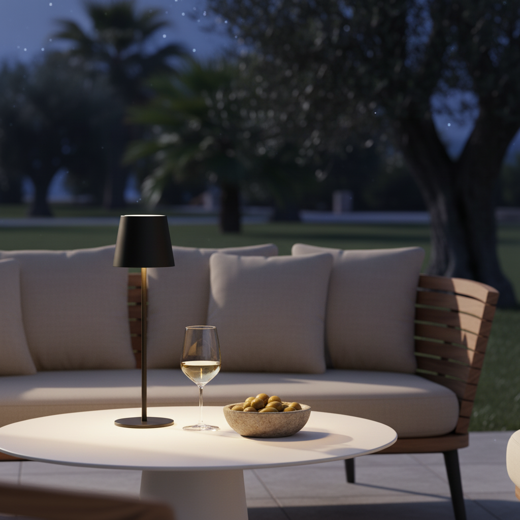 Homey Lumi bei Nacht mit warmem Licht